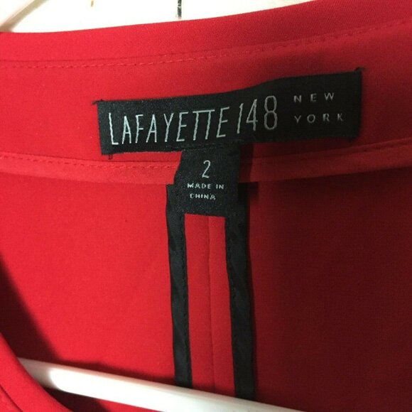 Lafayette 148 2 Blazer Jacket Zipper Front Red Zip Up Pockets Structured - Picture 3 of 10